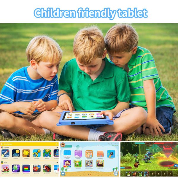 Kids Android Learning 7 inch Tablets with WiFi,32GB ROM,2GB RAM,Bluetooth,Dual Camera,Parental Control,Pre-Installed APPs-Blue