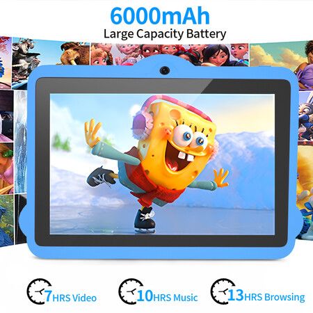 7 inch Kids Android Tablet,64GB ROM,3GB RAM, Bluetooth,Camera, Parental Control,Pre-Installed APPs,Games, Learning Educational Toddler Tablet(Blue)