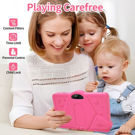 7 inch Kids Android Tablet,64GB ROM,3GB RAM, Bluetooth,Camera, Parental Control,Pre-Installed APPs,Games, Learning Educational Toddler Tablet(Pink)