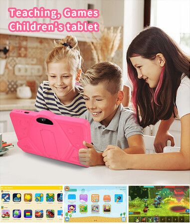 7 inch Kids Android Tablet,64GB ROM,3GB RAM, Bluetooth,Camera, Parental Control,Pre-Installed APPs,Games, Learning Educational Toddler Tablet(Pink)