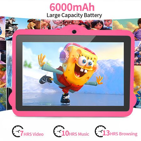 7 inch Kids Android Tablet,64GB ROM,3GB RAM, Bluetooth,Camera, Parental Control,Pre-Installed APPs,Games, Learning Educational Toddler Tablet(Pink)