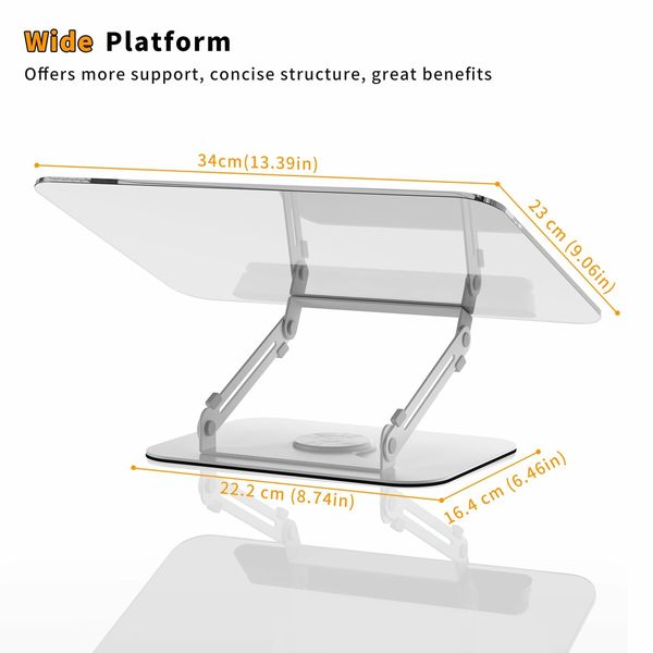 Acrylic Book Stand for Reading,Adjustable Holder with 360 Degree Rotates Base & Page Clips,Foldable for Cookbook,Music Scores,Laptop,Tablet