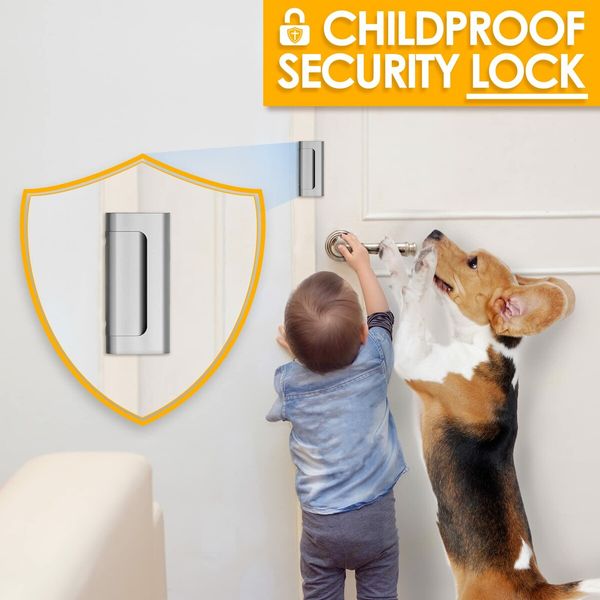 Home Security Door Lock with 8 Screws,Childproof Door Reinforcement Lock with 3 Inch Stop Withstand 800 lbs for Inward Swinging Door,Upgrade Night Lock to Defend Your Home (Silver)