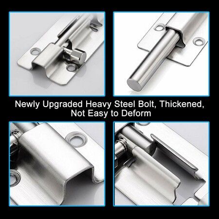 4 Pack Barrel Bolt Latch,Slide Bolt Latch 3 Inches Slide Latch Lock,Thickened Stainless Steel Sliding Lock for Door,Brushed Finish Sliding Bolt Lock,Sliding Bolt Latch with 12PCS Screws