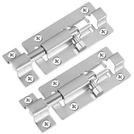 2 Pack Barrel Bolt Latch,Slide Bolt Latch 3 Inches Slide Latch Lock,Thickened Stainless Steel Sliding Lock for Door,Brushed Finish Sliding Bolt Lock,Sliding Bolt Latch with 12PCS Screws