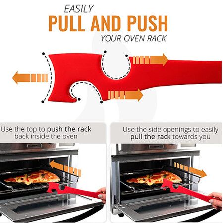 28cm PP Oven Rack Push Pull Tool with Longer Handle, Shelf Puller for Air Fryer Toaster Ovens and Kitchen Oven