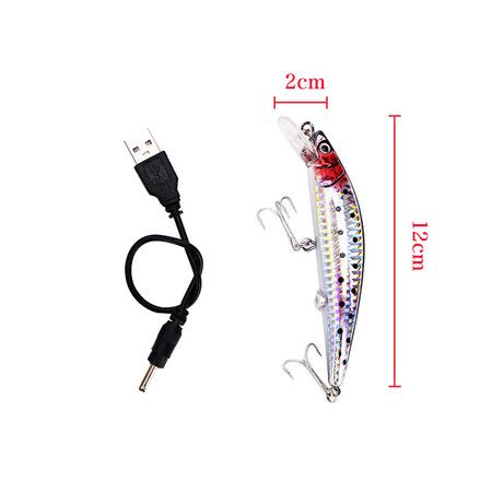 Rechargeable Flashing LED Vibra Fishing Lures Prawn Baits Crankbait Executioner