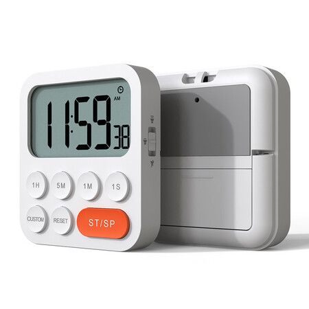 Kitchen Timer for Cooking, Magnetic Timer Clock with Large LCD Display, 3 Level Volume, Shortcut Setting, Digital Timer for Kids and Classroom Teachers