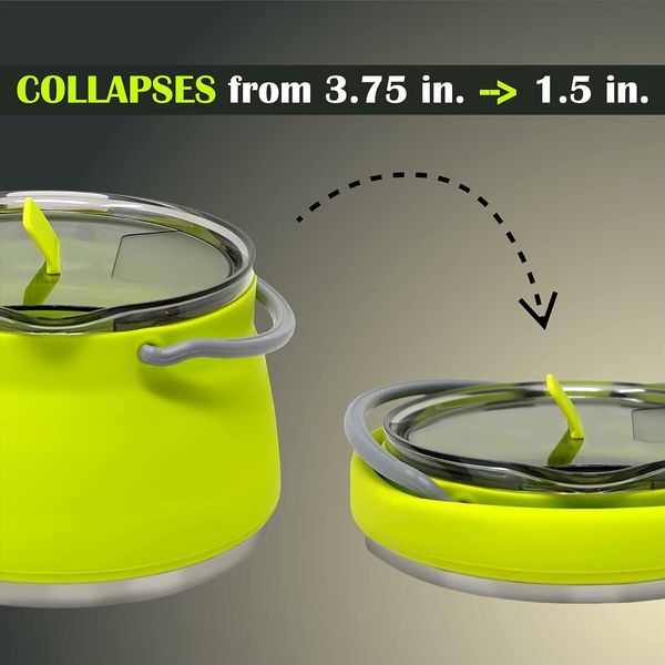 Collapsible Camping Kettle for Hiking, Backpacking and Outdoors 1 Liter Capacity