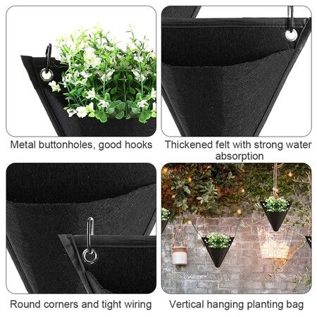 3PCS Wall Planters Vertical Garden Planter Wall Hanging Planter Pockets Triangle Growing Bags for Outdoor Indoor