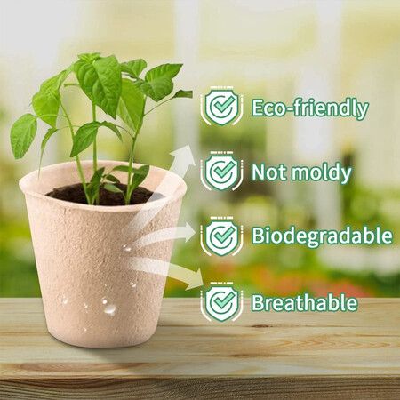 50pcs Pulp Seedling Cup,Degradable Flower Pot,Disposable Thickened Succulent Flower Pot,Seed Pot,Seedling Pot With 50 tags