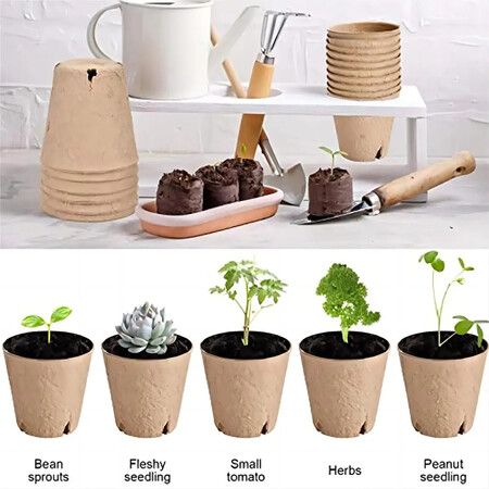 50pcs Pulp Seedling Cup,Degradable Flower Pot,Disposable Thickened Succulent Flower Pot,Seed Pot,Seedling Pot With 50 tags