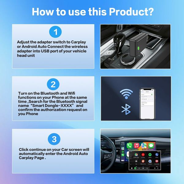 Wireless Carplay Adapter for Android Auto,Wireless Car Ai Box,2in1 Wireless Dongle Adapter,Plug & Play,Carplay Adapter for OEM CarPlay,Fast Connect,Online Update