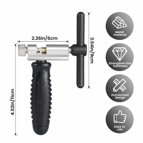 Bike Chian Breaker Tool, Universal for 7 8 9 10 11 Speed Chains Link, Remove Rusty Chains Easily. A Small Durable Bicycle Chain Splitter for Road Mountain Cycling Bike,Black