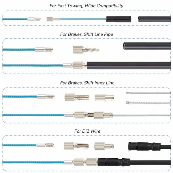 Bike Internal Cable Routing Tool Kit, Install Guide for 4 to 5.5mm Cable Housing and Inner Wire, Hydraulic Hose, and DI2 ETube For Mountain, Road Bicycle, and MTB Frames