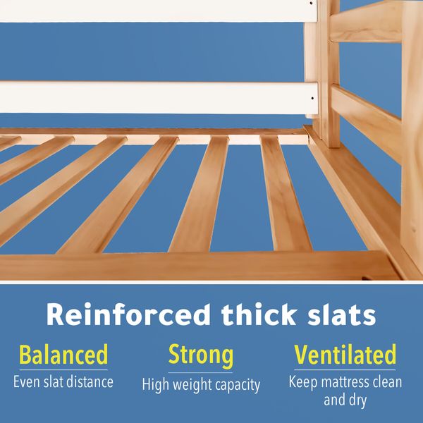 Childrens Bed Frame Single Size House Shape Floor Wooden Mattress Base Platform Foundation Bedroom Furniture with Guard Rail