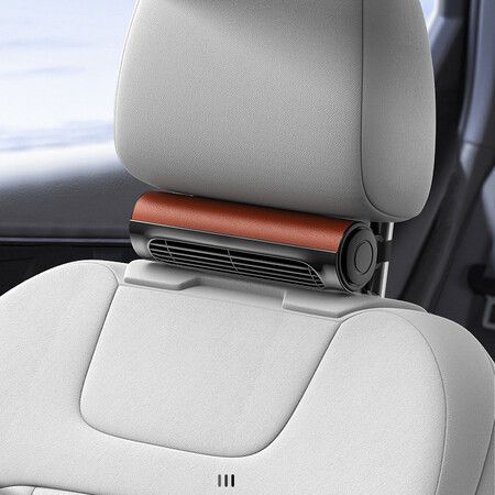 Brown USB Car Seat Cooling Fan With Elastic Belt 3 Wind Speeds Space-Saving Car Front Seat Backseat Fans Recirculating air conditioning in the car