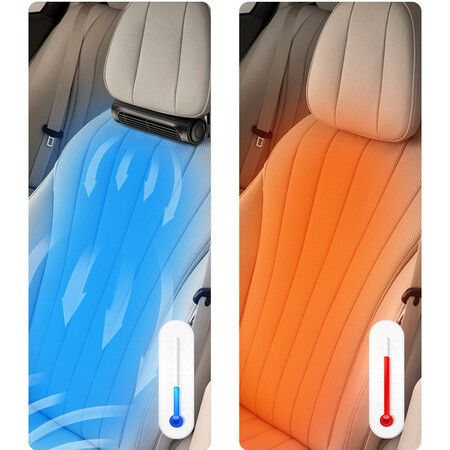 Black USB Car Seat Cooling Fan With Elastic Belt 3 Wind Speeds Space-Saving Car Front Seat Backseat Fans Recirculating air conditioning in the car