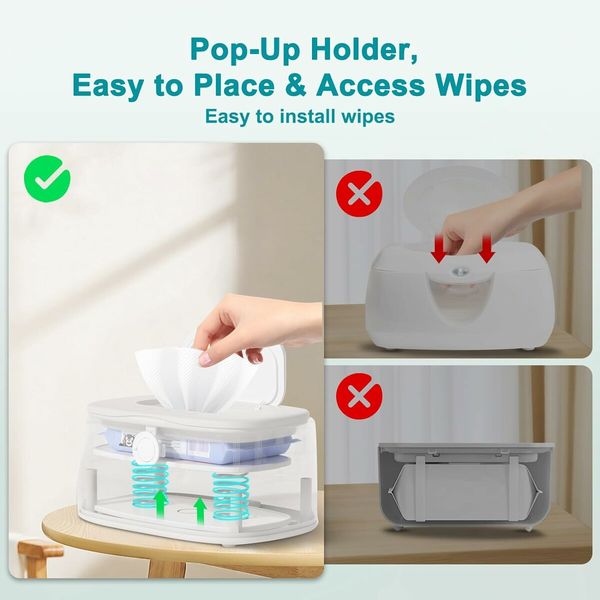 Wet Wipes Dispenser Warmer, USB Powered Wet Wipes Dispenser Warmer, Portable Large Capacity Diaper Warmer (NO RECHARGE BATTERY IN)