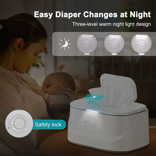 Wet Wipes Dispenser Warmer, USB Powered Wet Wipes Dispenser Warmer, Portable Large Capacity Diaper Warmer (NO RECHARGE BATTERY IN)