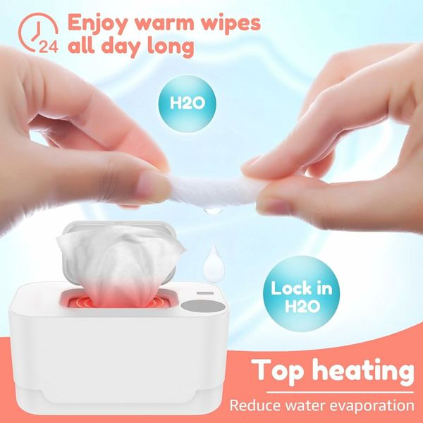 USB Powered Wipe Warmer, Wet Wipes Dispenser, Portable Thermostat Wipes Heater, Keeps Wipes Warm and Moist, Large Capacity Diaper Wipe Warmer Prevent Dry (White)