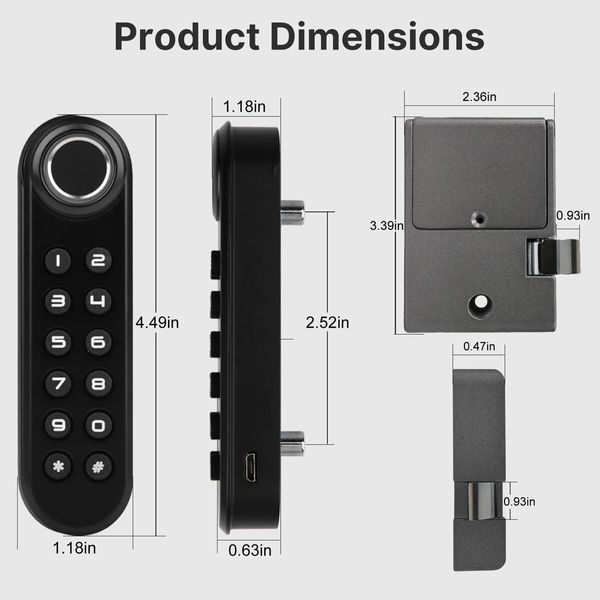 Keyless Cabinet Lock, Fingerprint Password Single-door cabinet Drawer Lock, Wardrobes, Liquor, Weapon Safe Storages