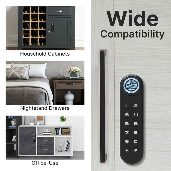 Keyless Cabinet Lock, Fingerprint Password Single-door cabinet Drawer Lock, Wardrobes, Liquor, Weapon Safe Storages