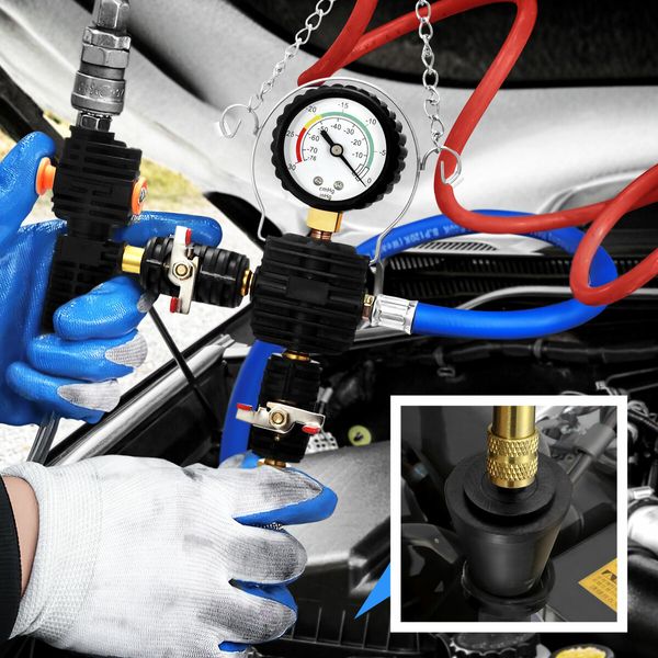 Coolant System Refiller Kit Car Cooling Pneumatic Vacuum Purge Radiator Filling Hose Tool Set Universal Leak Tester Adapter