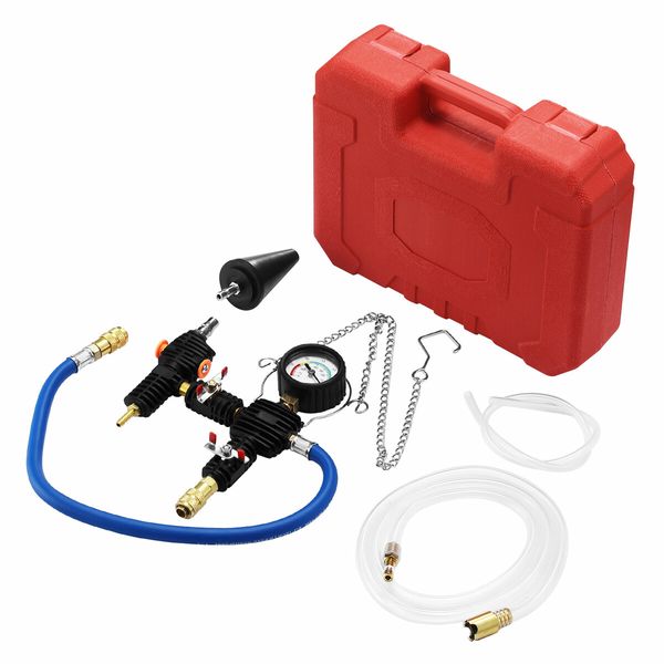 Coolant System Refiller Kit Car Cooling Pneumatic Vacuum Purge Radiator Filling Hose Tool Set Universal Leak Tester Adapter