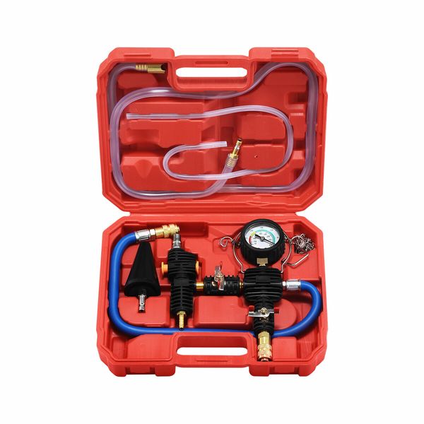 Coolant System Refiller Kit Car Cooling Pneumatic Vacuum Purge Radiator Filling Hose Tool Set Universal Leak Tester Adapter