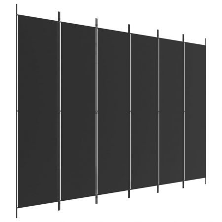 6-Panel Room Divider Black 300x220 cm Fabric