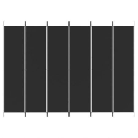 6-Panel Room Divider Black 300x220 cm Fabric