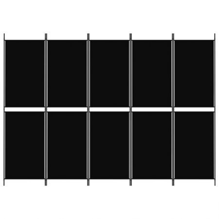 5-Panel Room Divider Black 250x180 cm Fabric