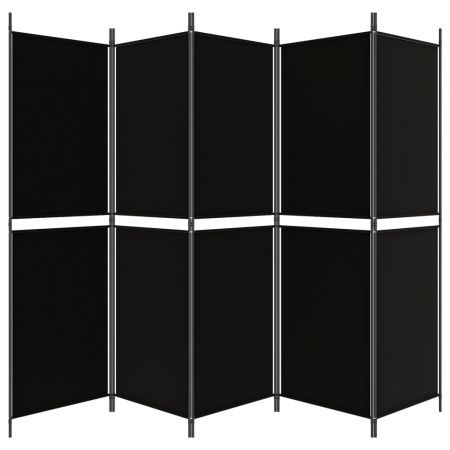 5-Panel Room Divider Black 250x180 cm Fabric