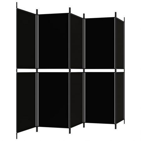 5-Panel Room Divider Black 250x180 cm Fabric