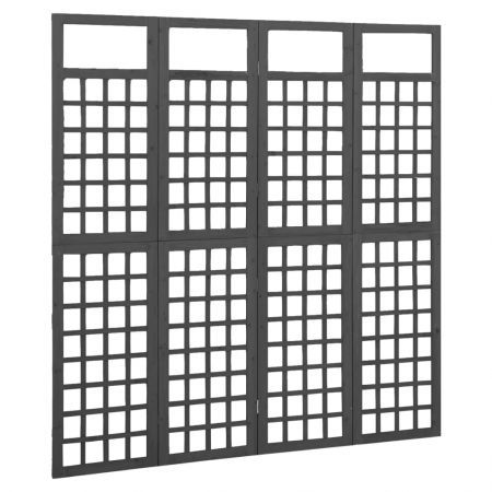 4-Panel Room Divider/Trellis Solid Fir Wood Black 161x180 cm