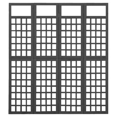 4-Panel Room Divider/Trellis Solid Fir Wood Black 161x180 cm