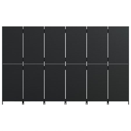 Room Divider 6 Panels Black Poly Rattan