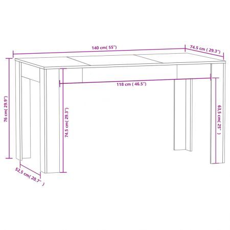 Dining Table White 140x74.5x76 cm Engineered Wood