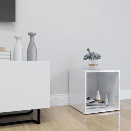 TV Cabinet High Gloss White 37x35x37 cm Engineered Wood