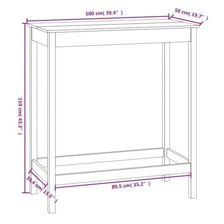 Bar Table 100x50x110 cm Solid Wood Pine