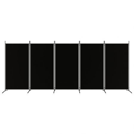 5-Panel Room Divider Black 433x180 cm Fabric