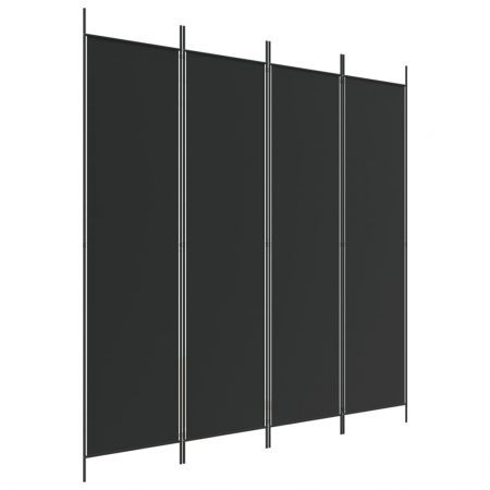 4-Panel Room Divider Black 200x200 cm Fabric