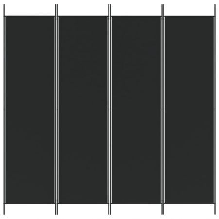 4-Panel Room Divider Black 200x200 cm Fabric