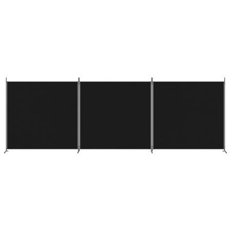 3-Panel Room Divider Black 525x180 cm Fabric