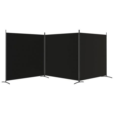 3-Panel Room Divider Black 525x180 cm Fabric