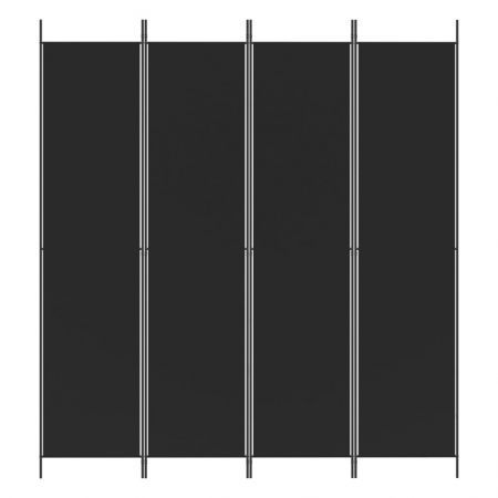 4-Panel Room Divider Black 200x220 cm Fabric