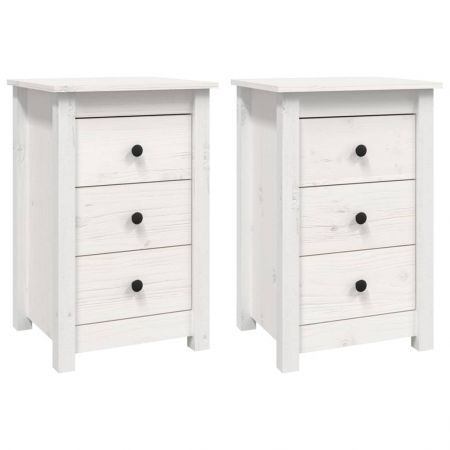 Bedside Cabinets 2 pcs White 40x35x61.5 cm Solid Wood Pine