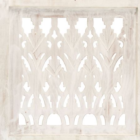 Hand Carved 3-Panel Room Divider White 120x165 cm Solid Mango Wood