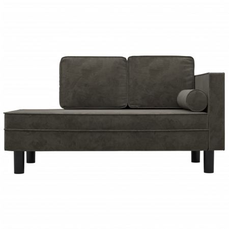 Chaise Lounge with Cushions and Bolster Dark Grey Velvet